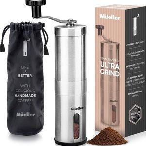 Manual Coffee Grinder for French Press/Turkish - Strongest and Heaviest Duty, Wh